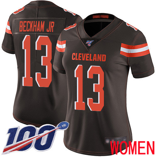 Cleveland Browns Odell Beckham Jr Women Brown Limited Jersey #13 NFL Football Home 100th Season Vapor Untouchable